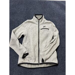 Nike Jacket Mens Medium Gray Full Zip Fleece Stand Collar Athletic Pocket